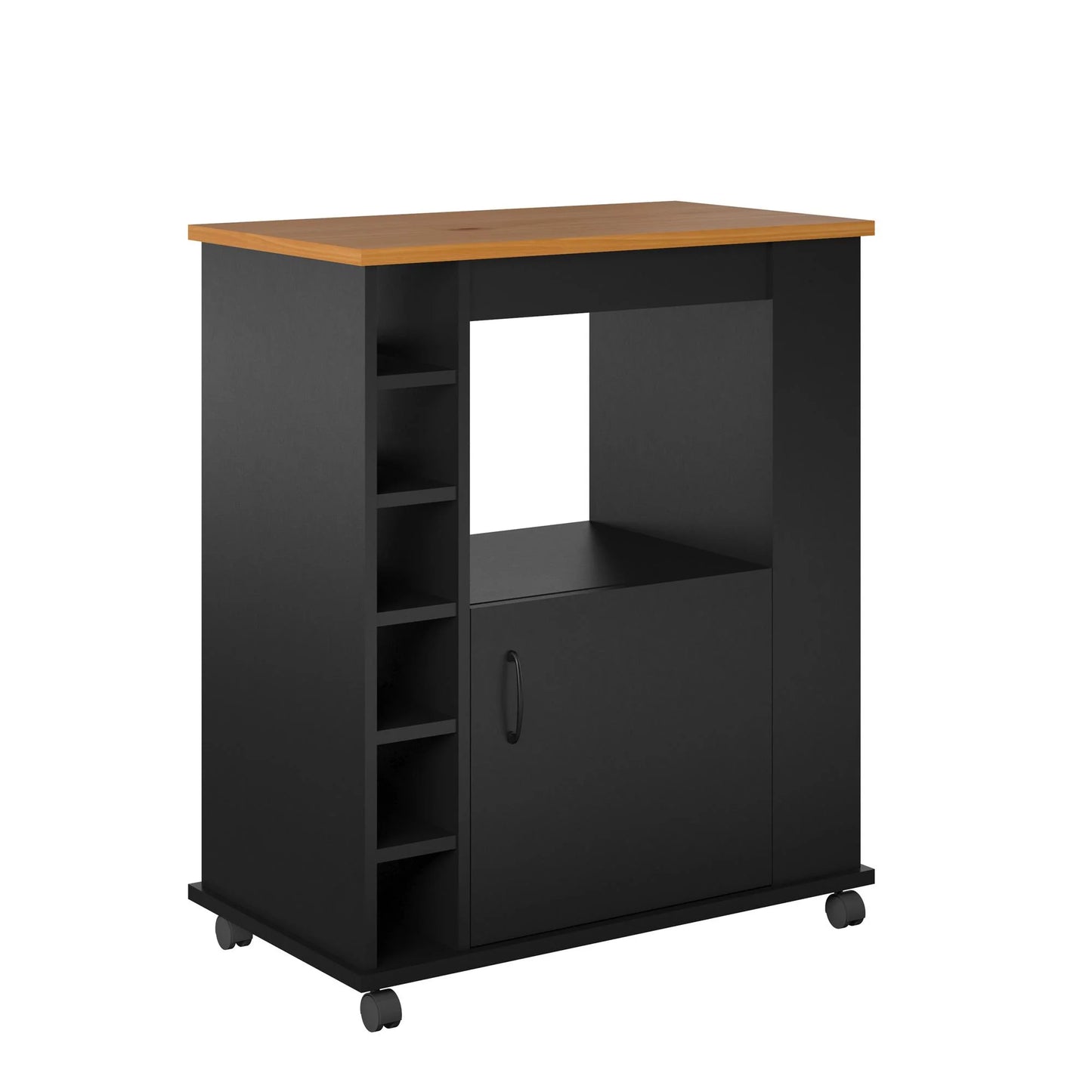 Williams Kitchen Island Microwave Cart with Rolling Casters, Black
