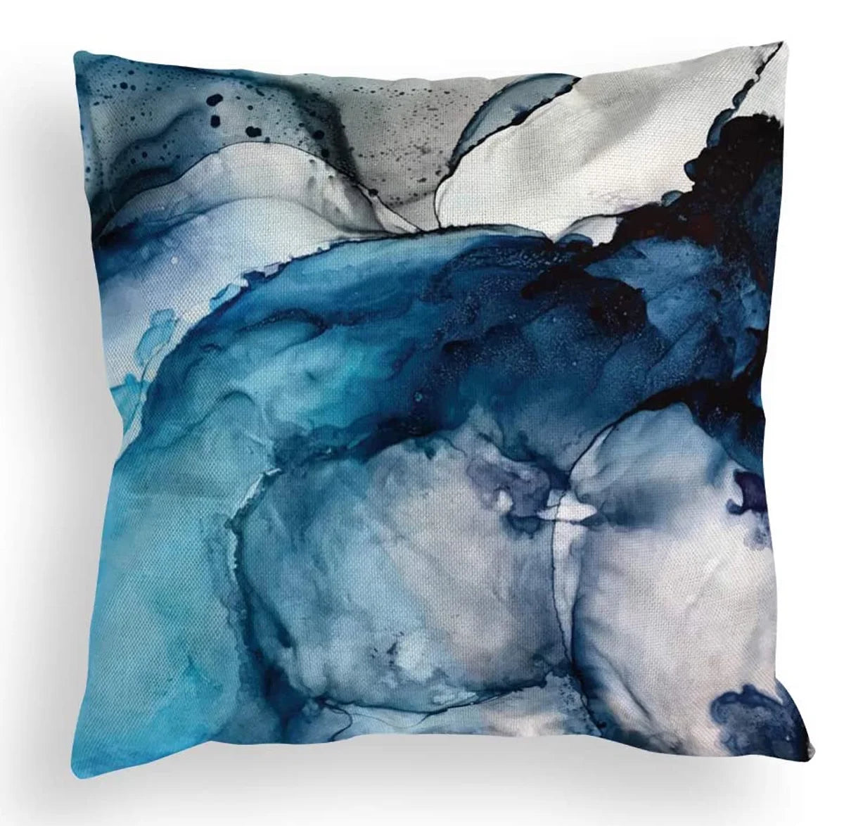 Throw Pillow Covers Decorative Navy Blue Sofa Pillow Cases for Couch Marble Dots Sea Texture Linen Cushion Bedroom Home 18" X 18" 4PCS