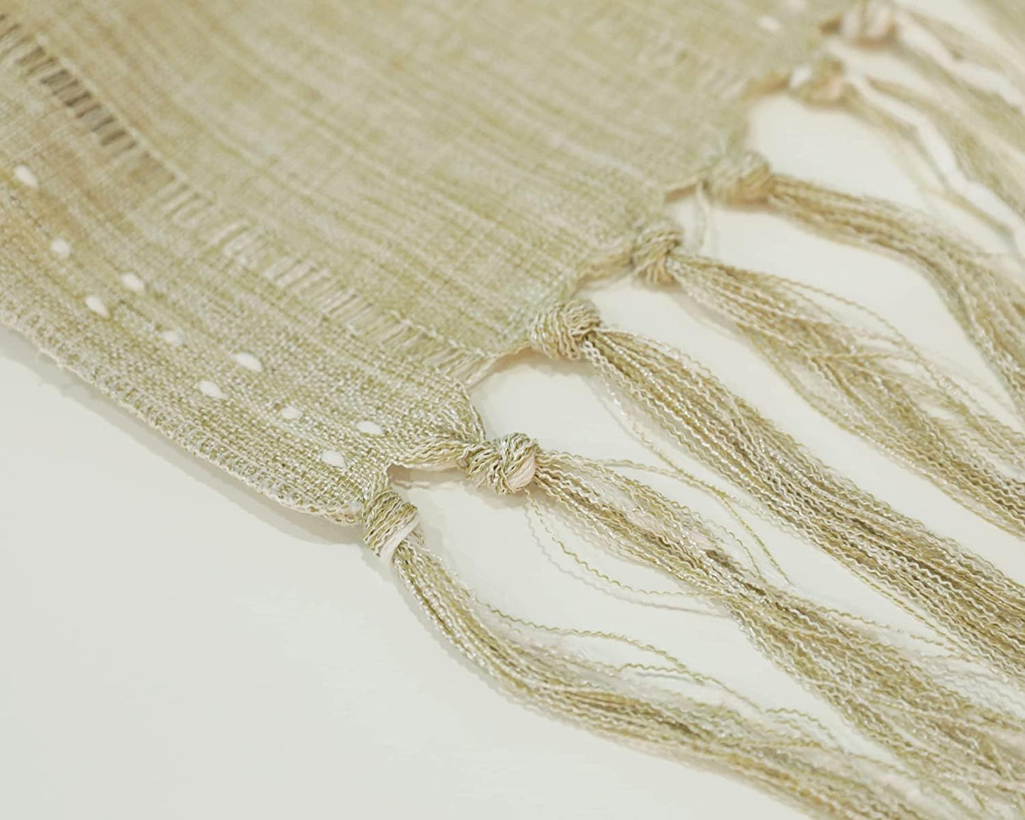 Rustic Linen Table Runner, Farmhouse Burlap Table Runners Hemstitched Long Table Runner Macrame Table Runners with Handmade Tassel Boho Burlap Runner for Dresser Party Dining Room Decor 13 X 70.8 Inch