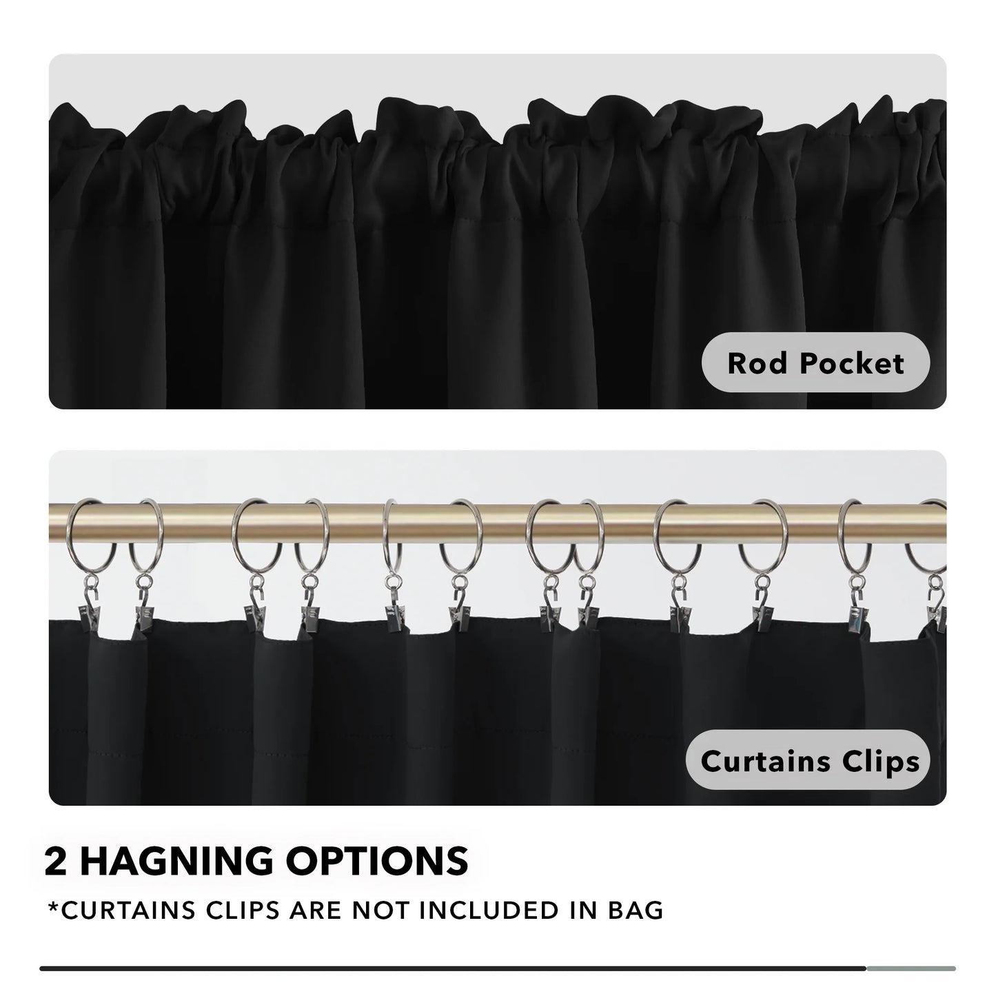 Blackout Curtains Rod Pocket Curtains 2 Panels Thermal Insulated Curtains for Dining Room 52 W X 54 L Inch