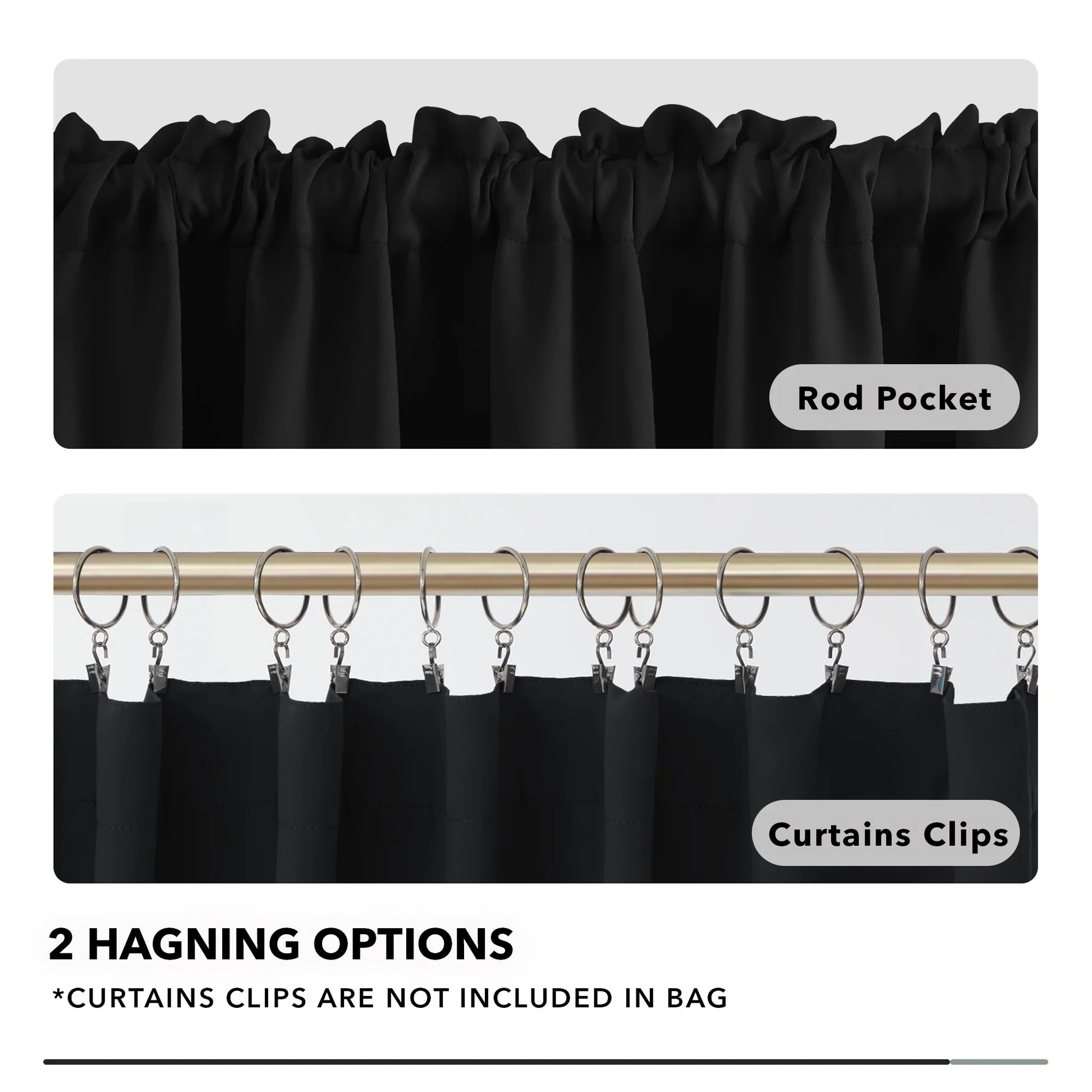 Blackout Curtains Rod Pocket Curtains 2 Panels Thermal Insulated Curtains for Dining Room 52 W X 54 L Inch