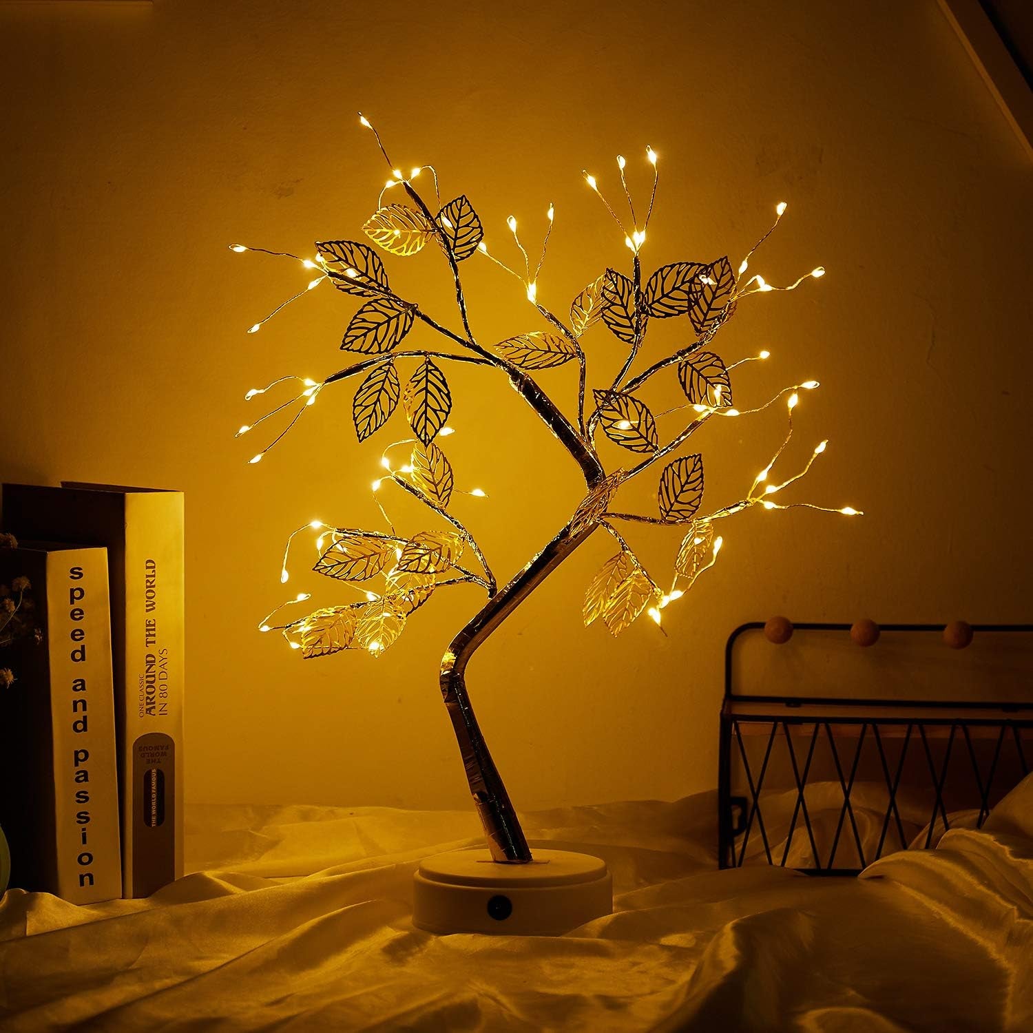 20" Firefly Bonsai Tree Light - Fairy Light Spirit Tree Lamp with 72LED Lights - DIY Artificial Golden Leaf Tree Lamp, Usb/Battery Touch Switch, Deco of Children'S Room, Bedroom, Living Room