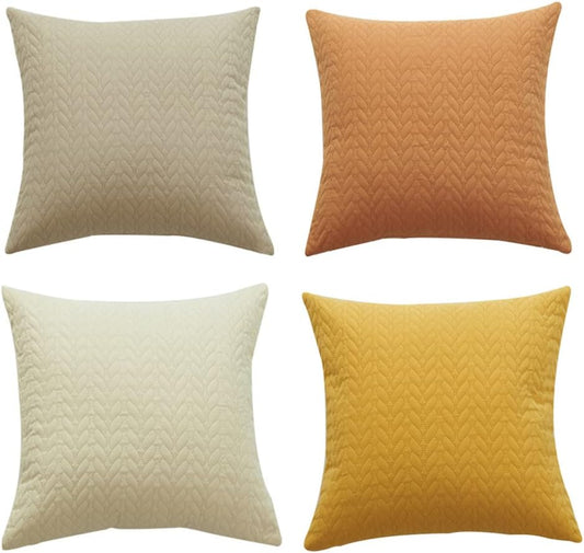 Decorative Throw Pillow Covers Set of 4 Farmhouse Decorative Square Pillow Cover,Solid Color Soft Modern Double-Sided Designs18X18 Pillow Cover, Mix and Match Home Decor(Orange/Yellow)