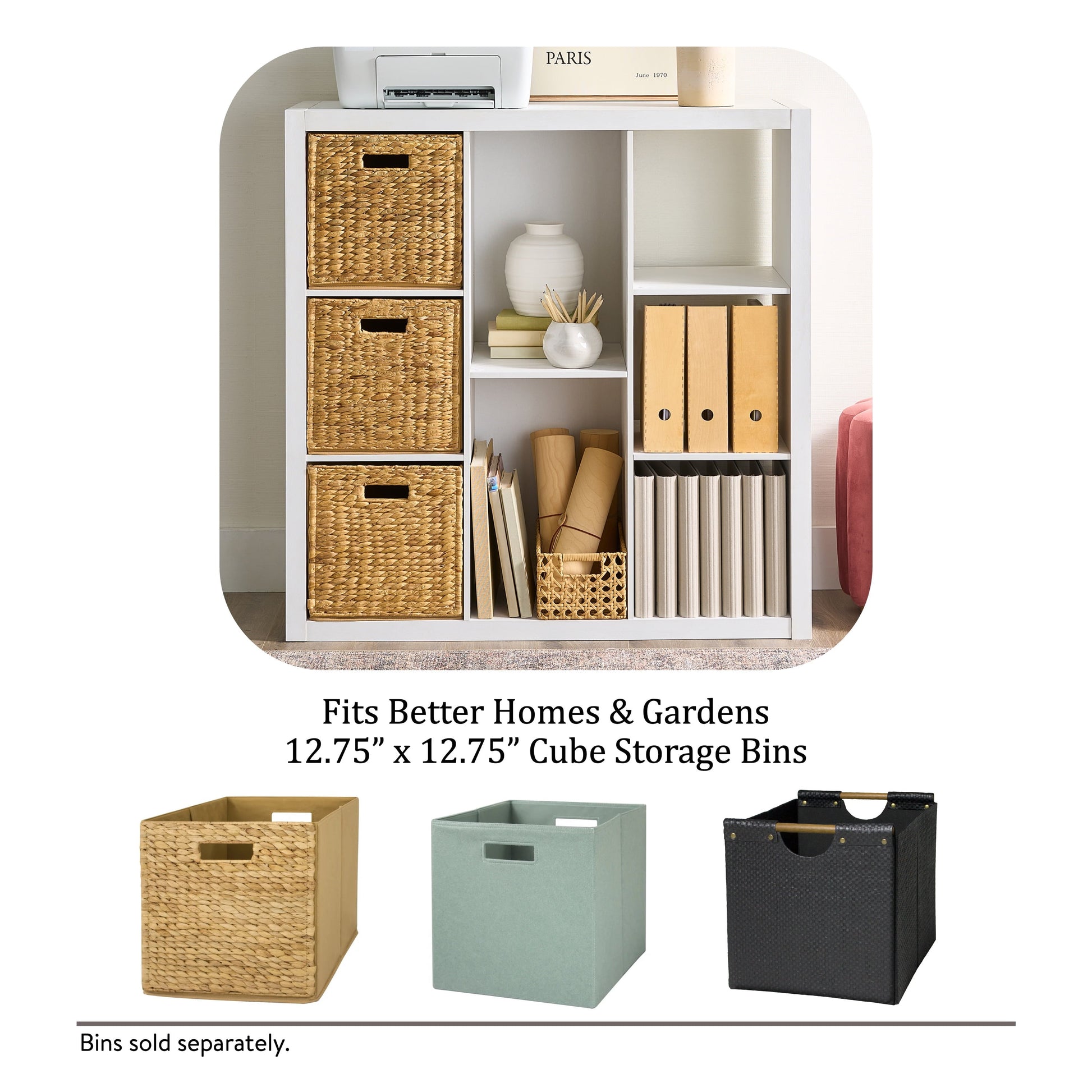 6 Cube Organizer with Storage Cubbies, White Texture