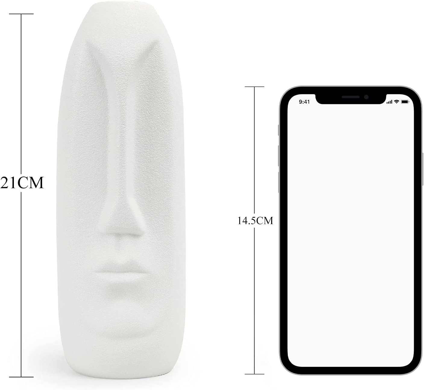 Samawi White Ceramic Vase for Flowers & Decor|8" Geometric/Modern Vase|Decorative Vase|Flower Vase for Living Room/Bedroom/Dining Table