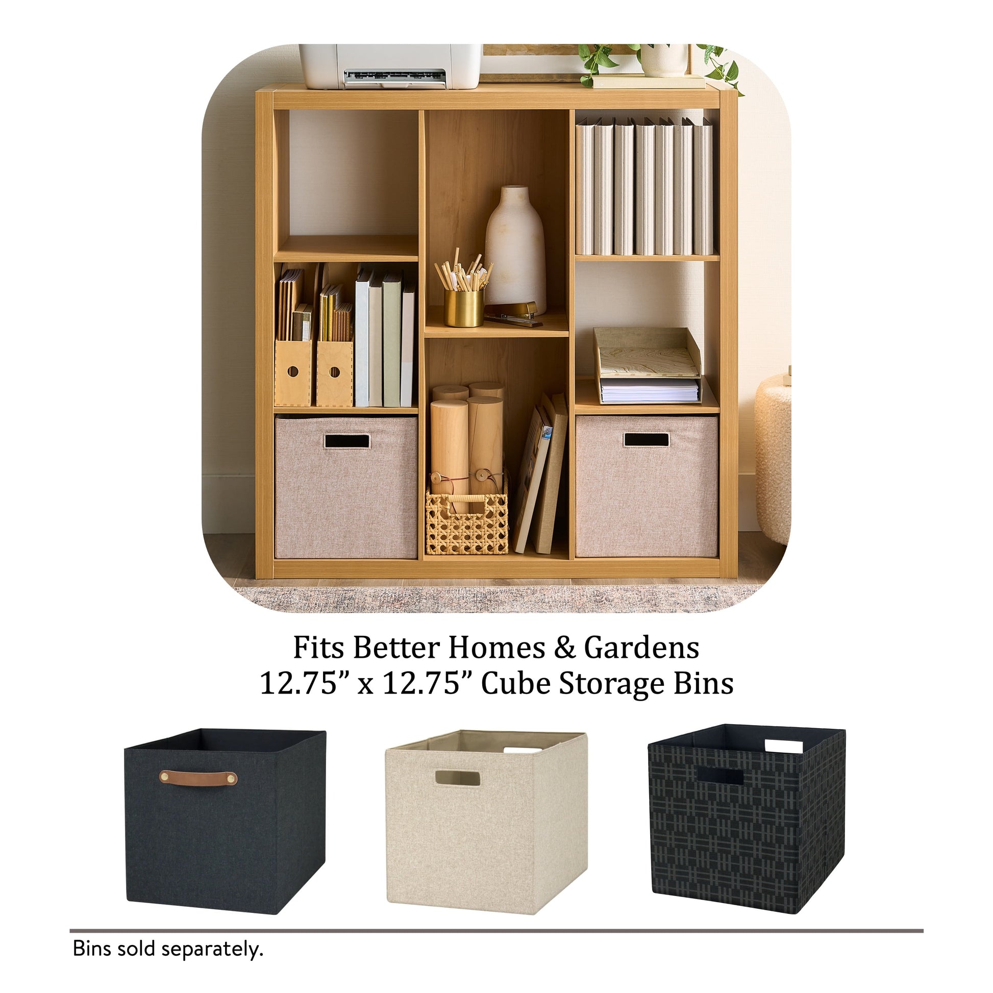 6 Cube Organizer with Storage Cubbies, Natural Pine Finish