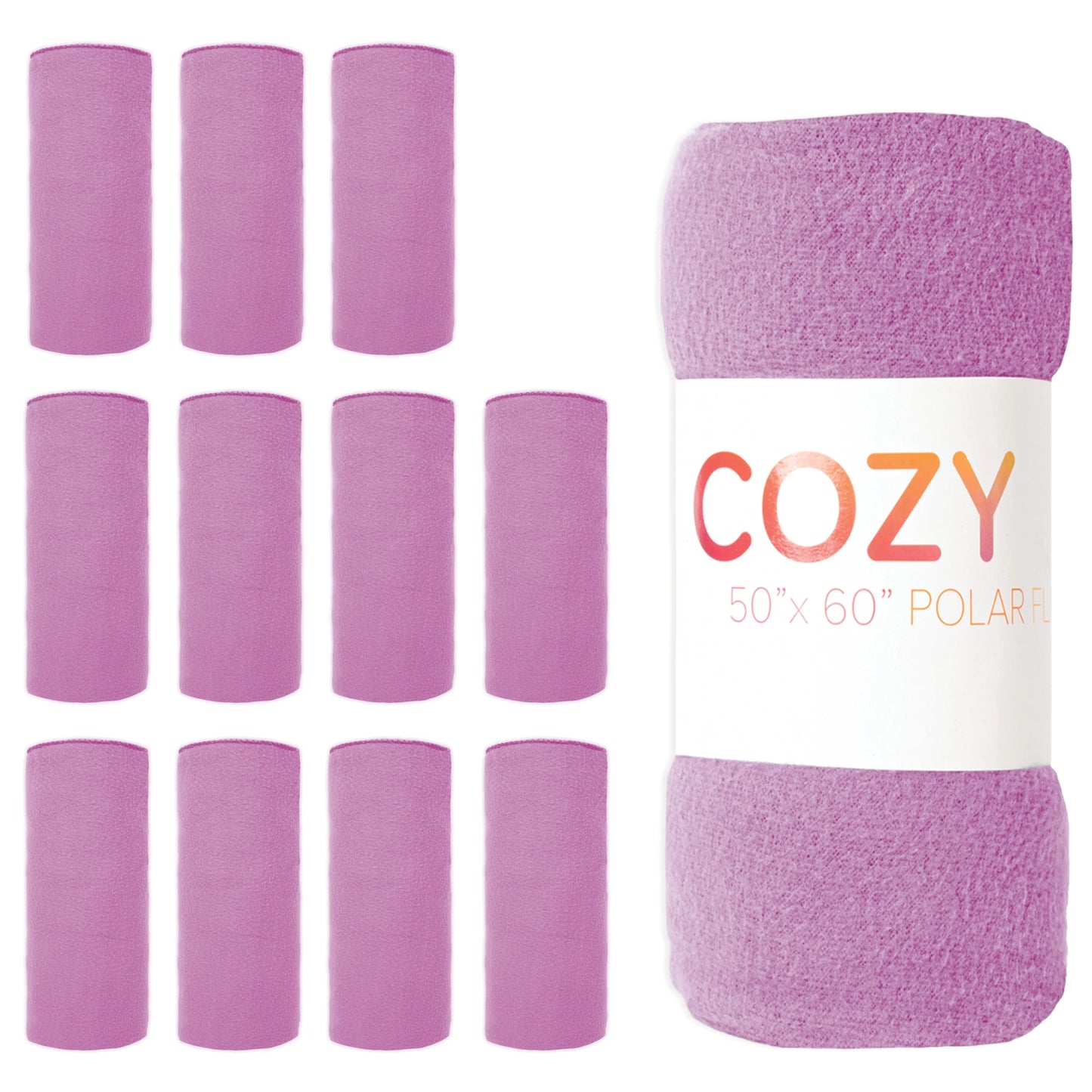 Arkwright Polar Fleece Throw Blankets (Bulk Case of 12), Soft, Lightweight, 50X60In., Purple