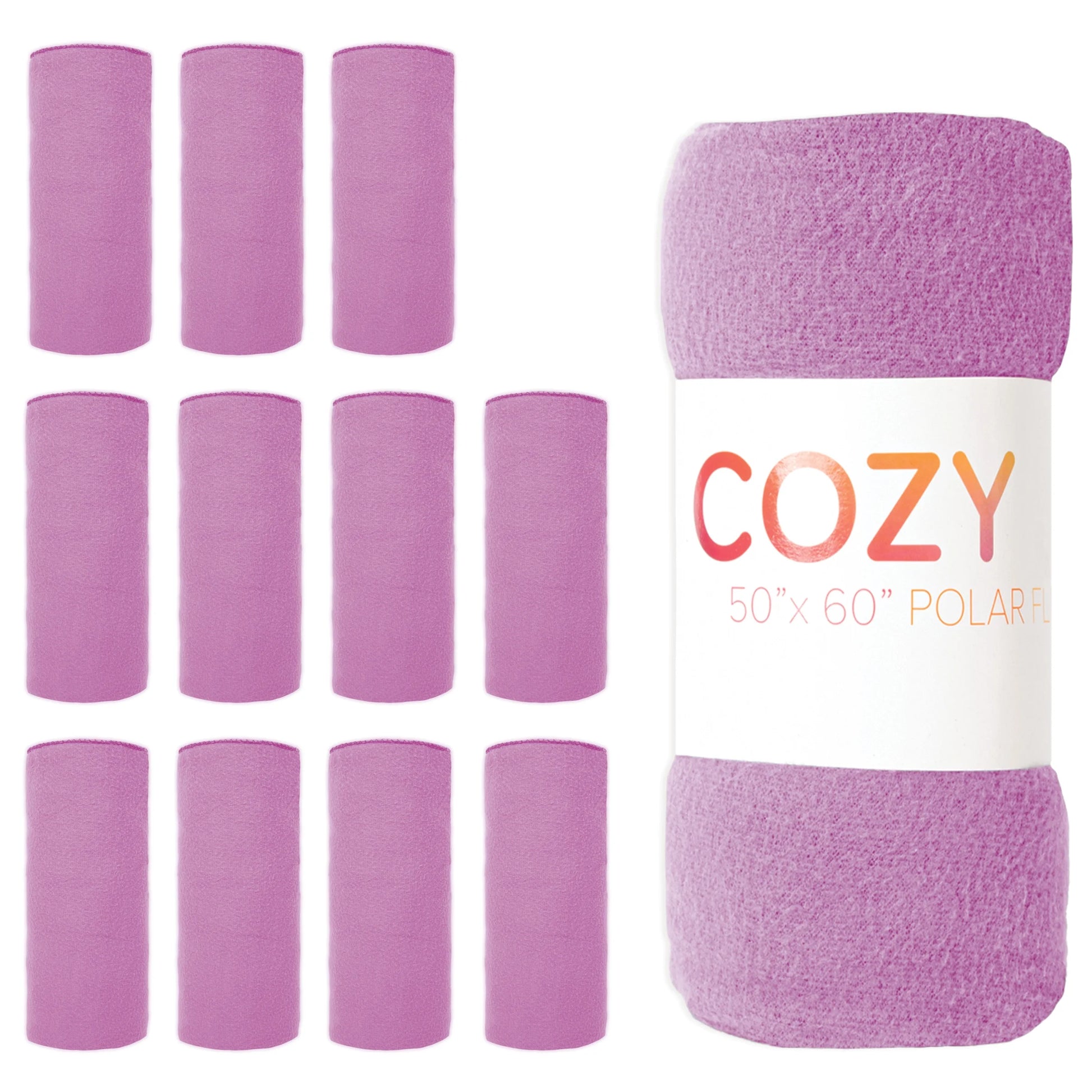 Arkwright Polar Fleece Throw Blankets (Bulk Case of 12), Soft, Lightweight, 50X60In., Purple