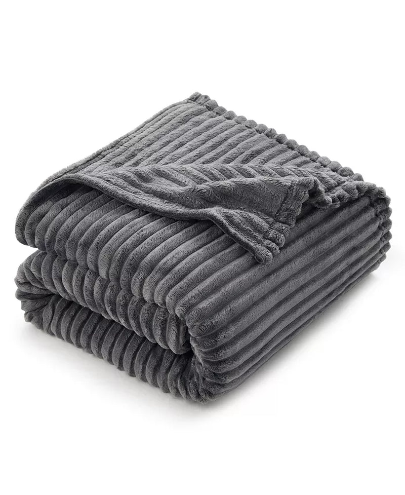 Ultra Soft & Light Ribbed Fleece Blanket - Throw/Travel 50"X60"