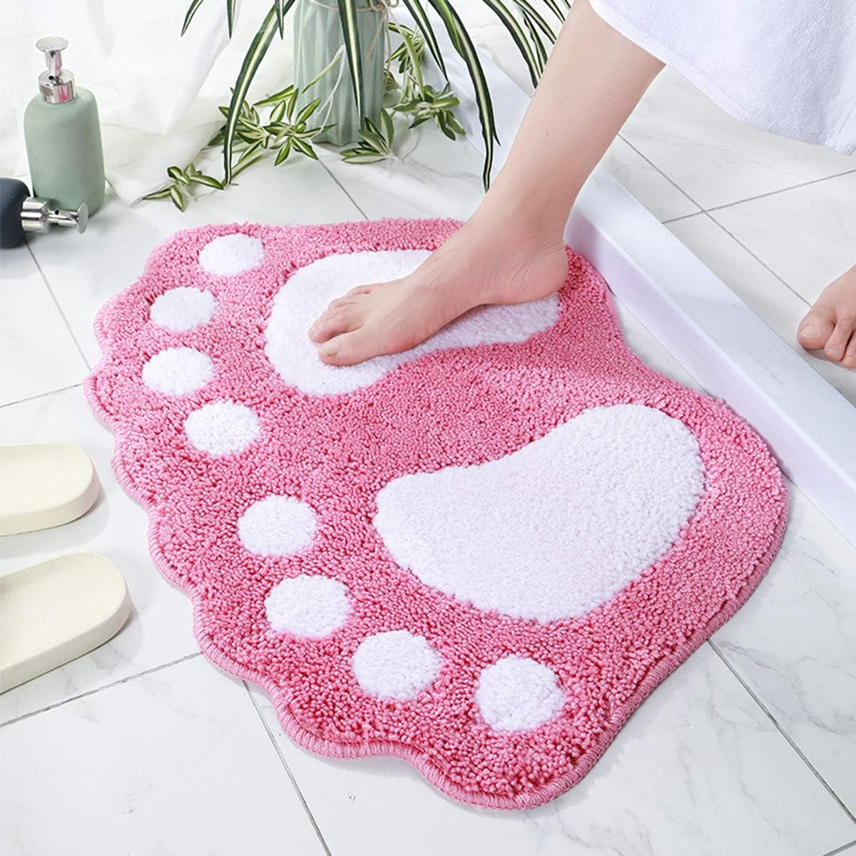 Bathroom Rugs Mats Water Absorbent Non-Slip Mat Used in Bathroom, Shower, Room, Etc.Soft Microfiber Bath Mat Machine Washable Bath Mat Bathroom Mat (Pink, 19X26'')