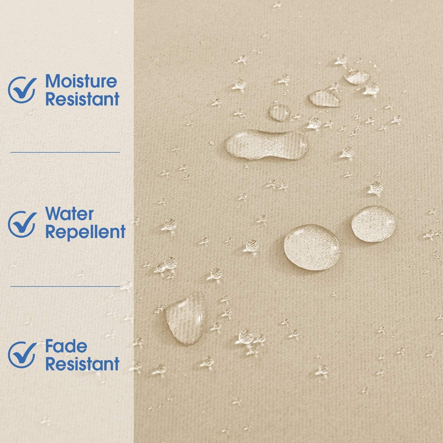 2 Panels Beige Outdoor Curtains, 52 X 108 Inch Blackout Thermal Insulated Waterproof Drapes for Patio, Porch, Yard, Pergola, Sliding Door, Arbor