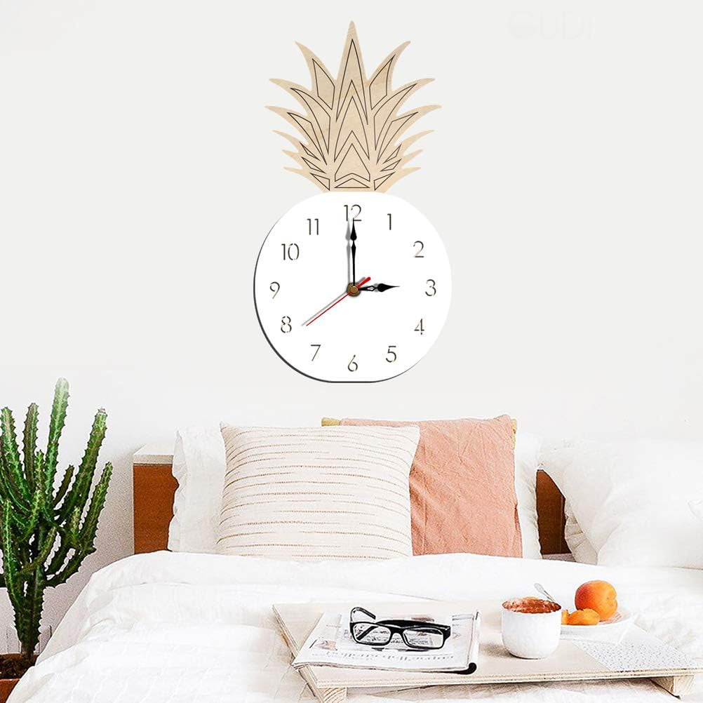 Creative Wall Clock Pineapple Shaped Wall Clock Children'S Room Silent Clock Hanging Eaducational Clock No Battery