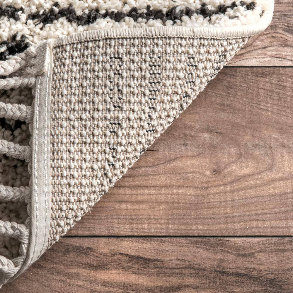 Bria Moroccan Diamond Shag Off-White 8 Ft. X 10 Ft. Area Rug