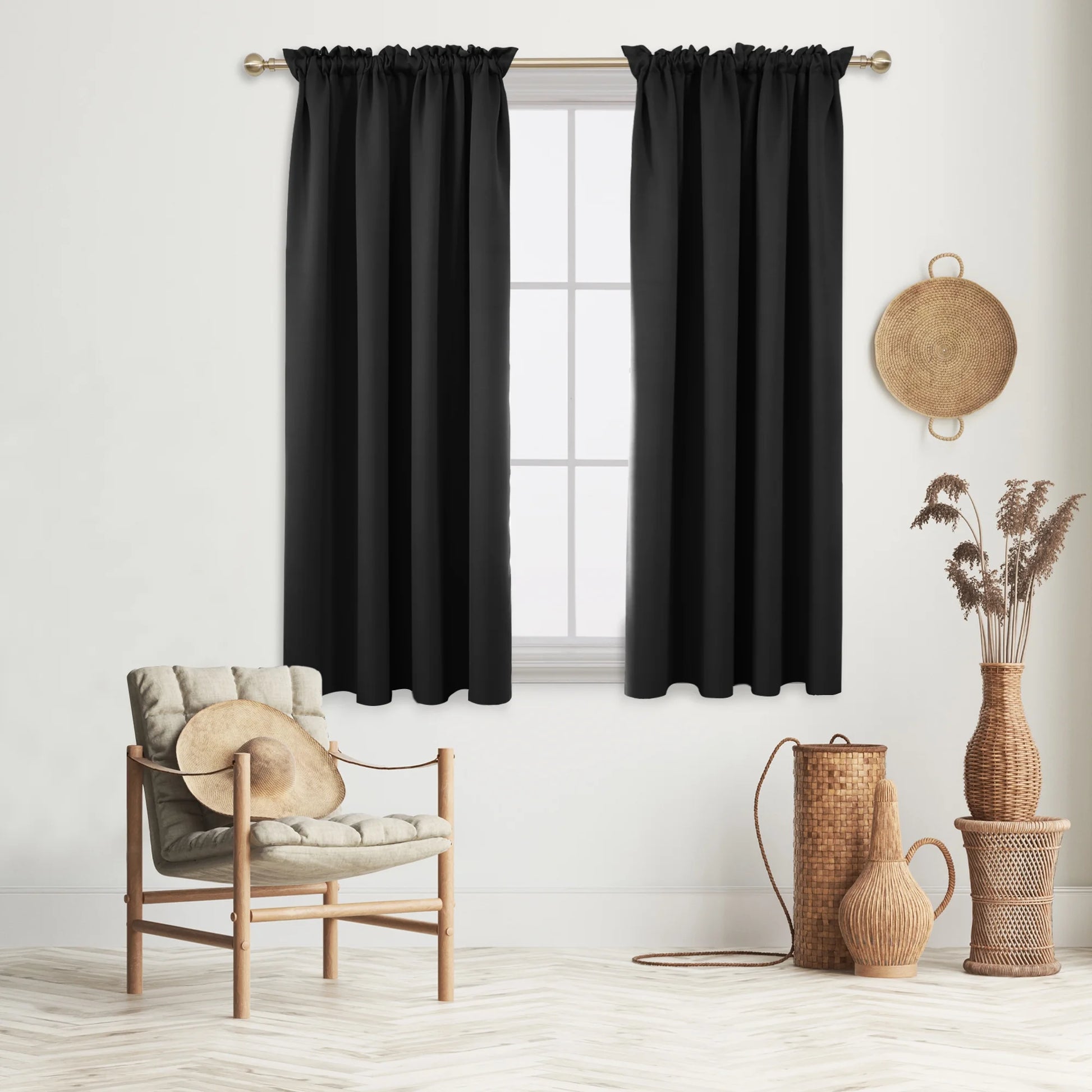 Blackout Curtains Rod Pocket Curtains 2 Panels Thermal Insulated Curtains for Dining Room 52 W X 54 L Inch