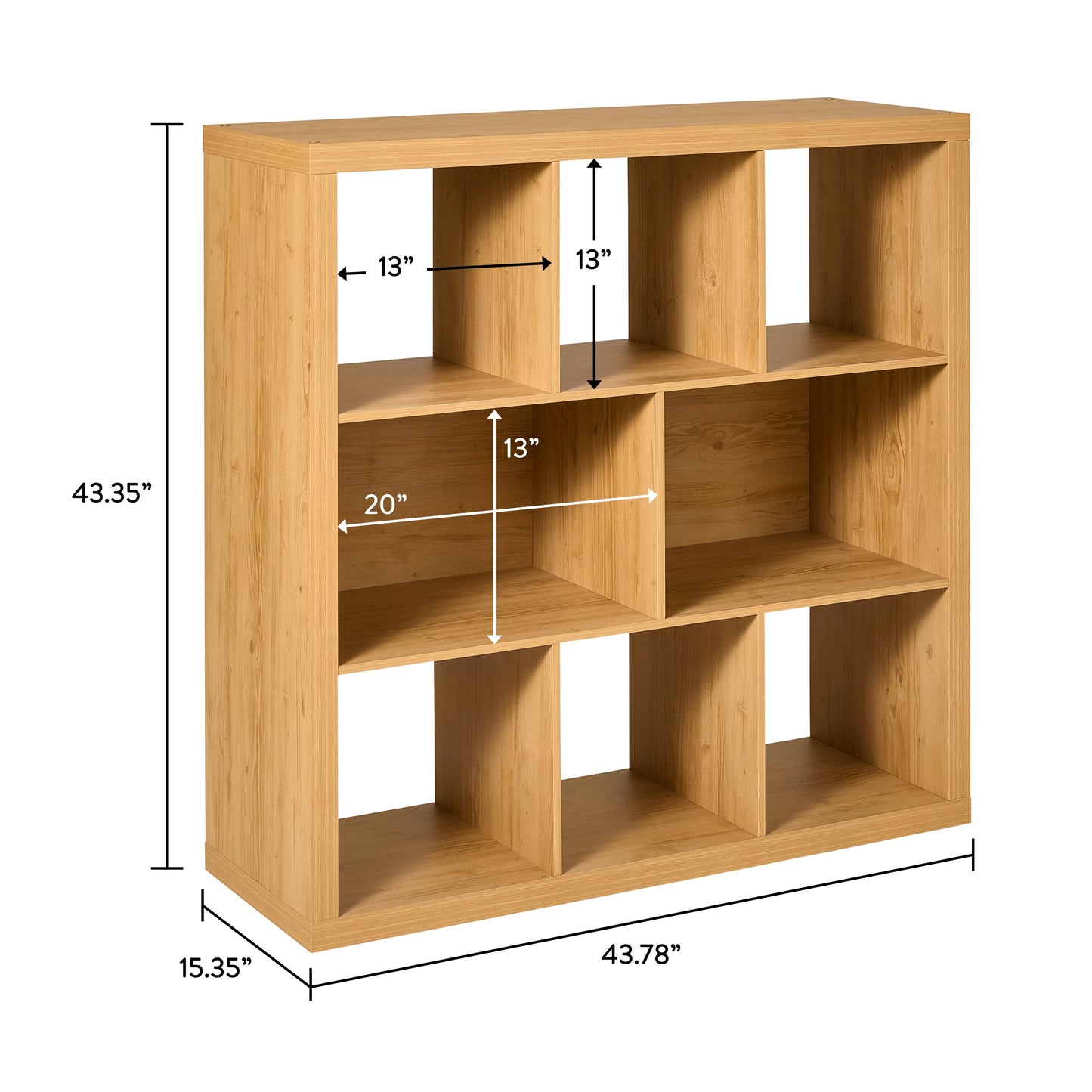 6 Cube Organizer with Storage Cubbies, Natural Pine Finish