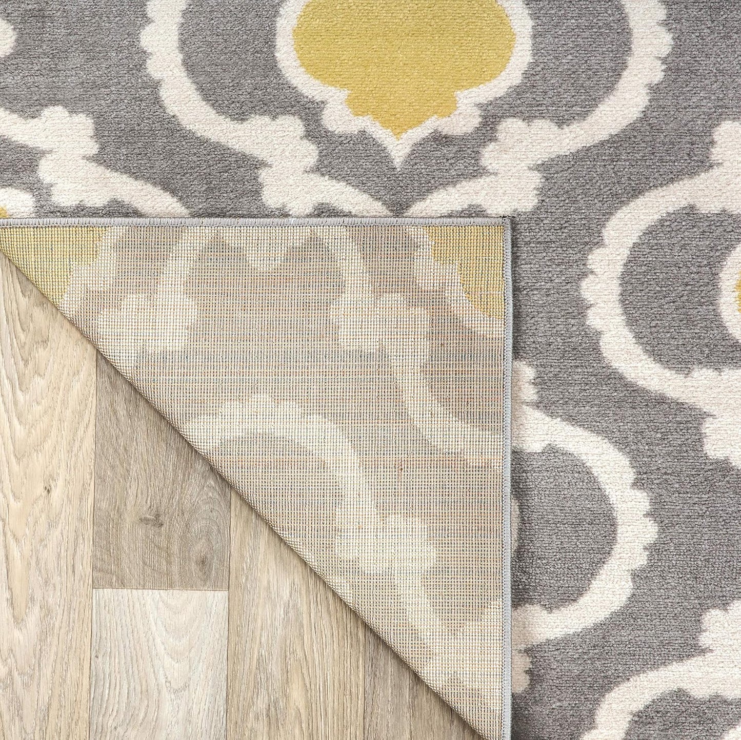 Moroccan Trellis Contemporary Perfect for High Traffic Areas of Your Living Room,Bedroom,Home Office,Kitchen Area Rug 3'3" X 5' Gray/Yellow