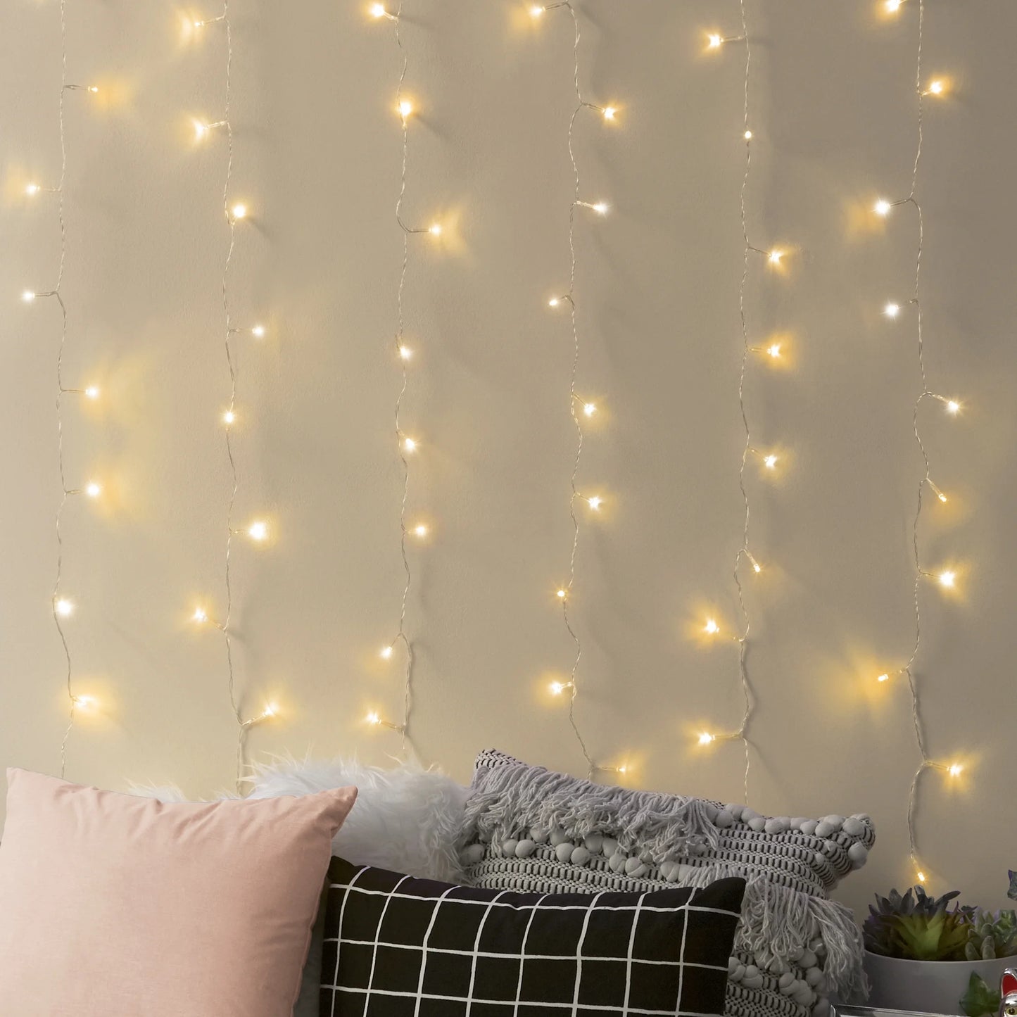 Curtain Lights, Warm White Leds, Sound Activated, Remote Control, Power Adapter