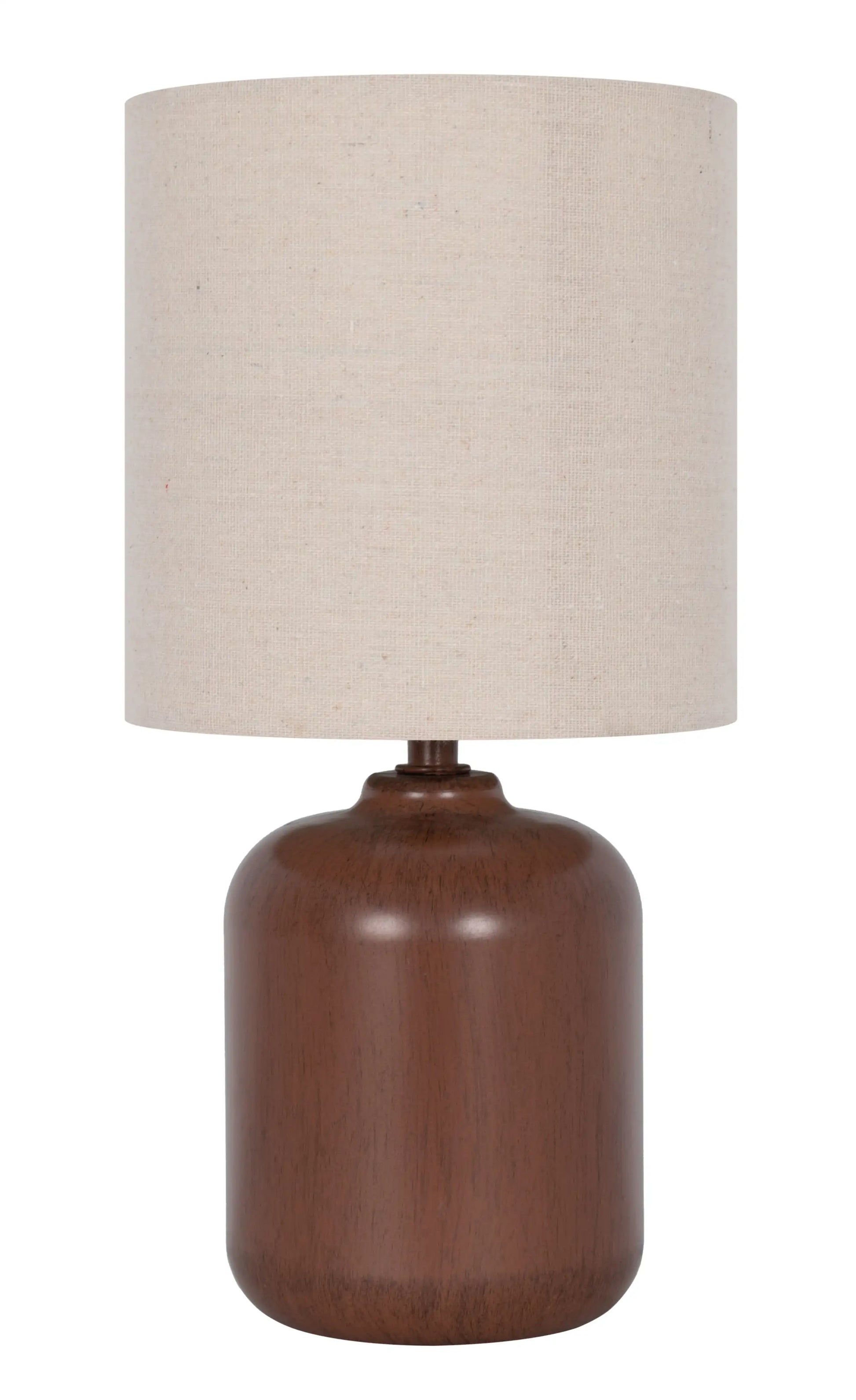 12.75” Traditional Faux Wood Table Lamp with Oatmeal Linen Shade