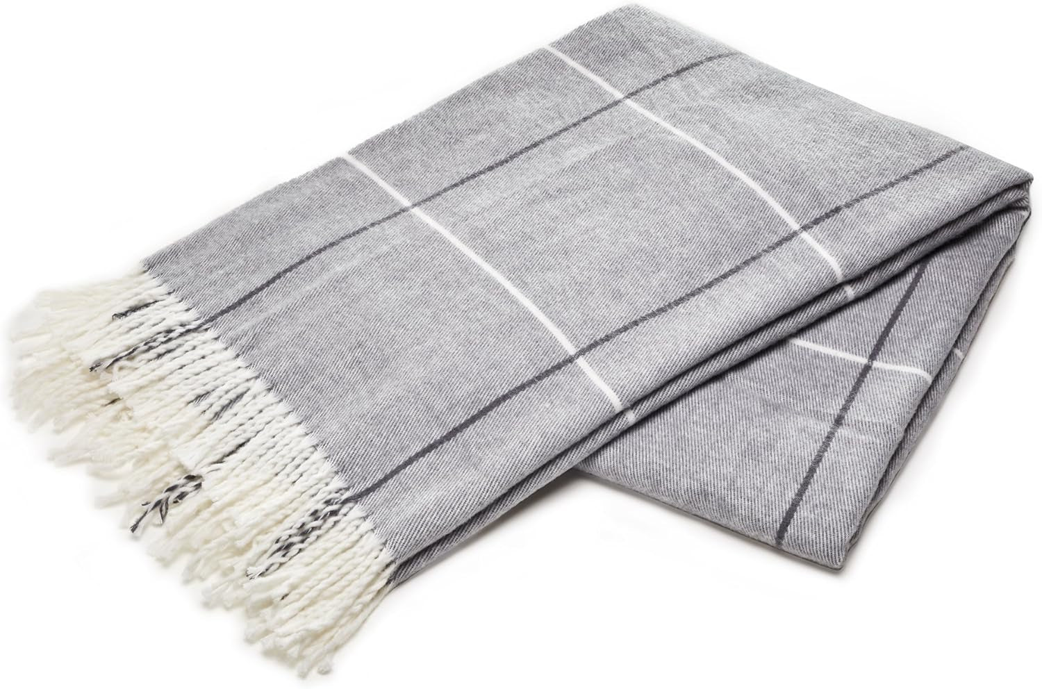 Acrylic Highlands Collection Queen Size Tartan Plaid Design Throw Blanket Grey, 60X80 Inches