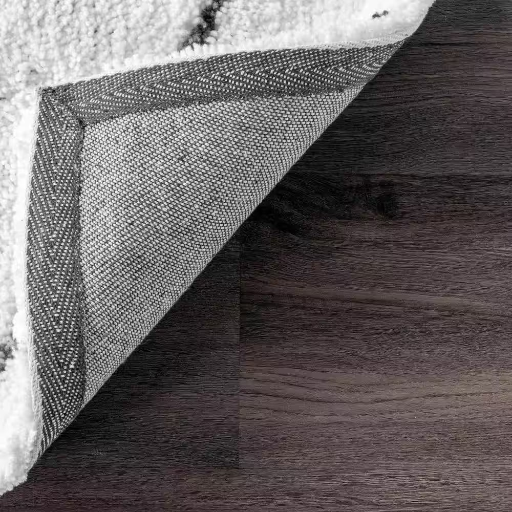 Beaulah Modern Geometric Shag White 6 Ft. X 9 Ft. Area Rug