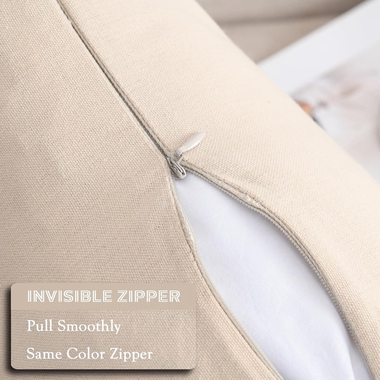 Set of 2 Throw Pillow Covers - 100% Cotton Soft Decorative Outdoor Pillows Cushion Covers for Bed Home Decoration, 18 X 18, Beige