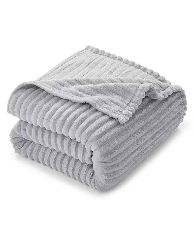 Ultra Soft & Light Ribbed Fleece Blanket - Throw/Travel 50"X60"