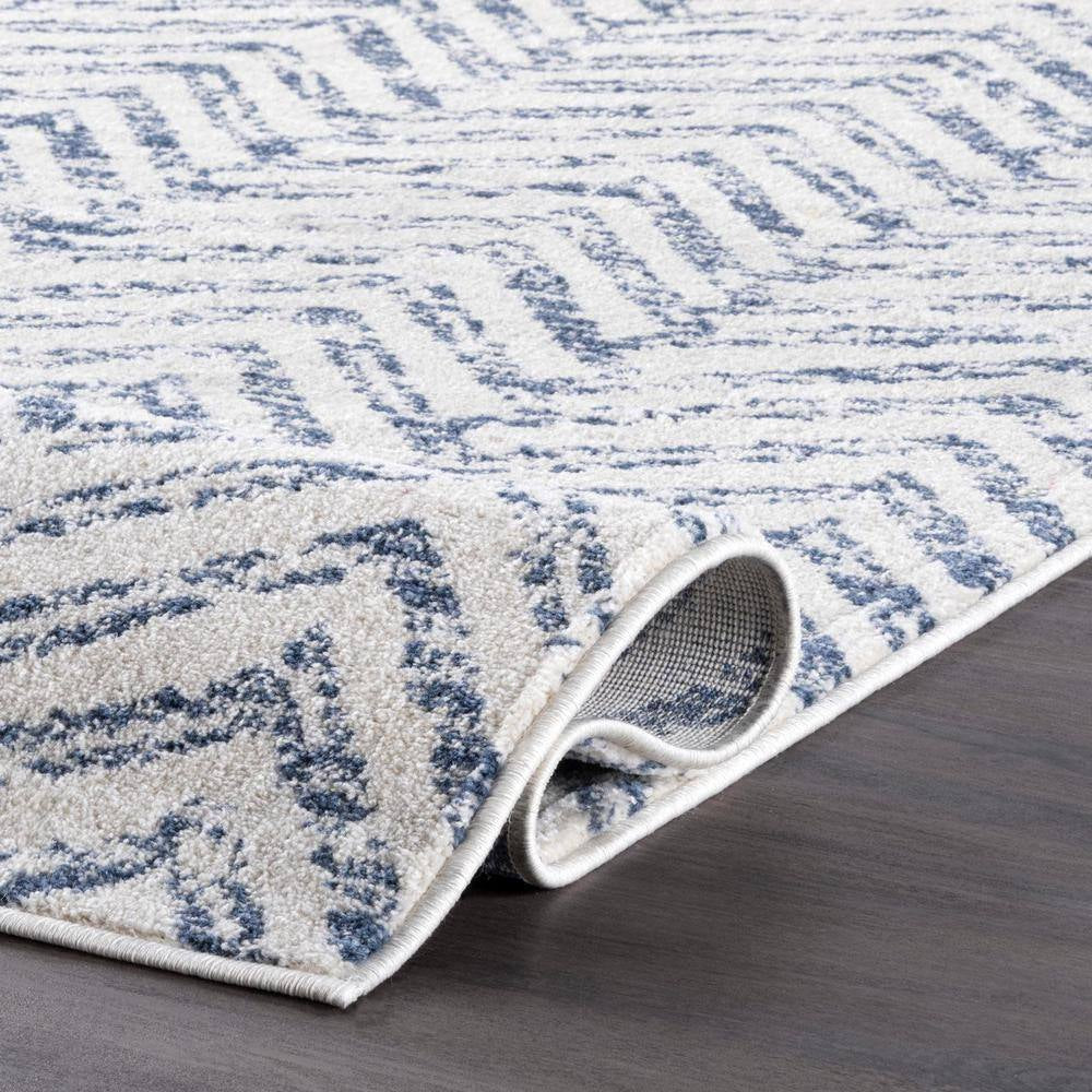 Rosanne Geometric Herringbone Blue 9 Ft. X 12 Ft. Area Rug
