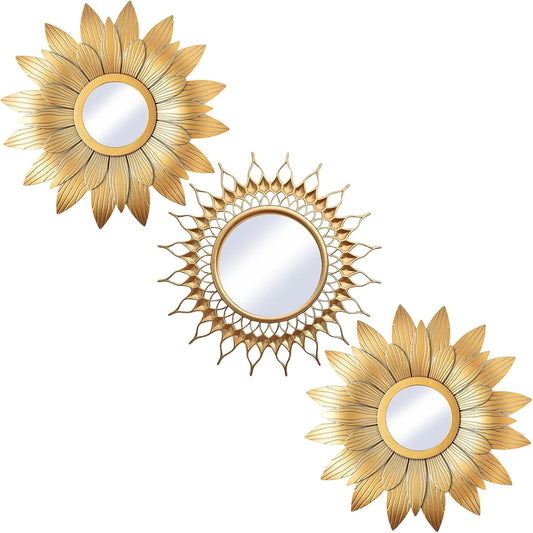 Small Mirrors Wall Décor Set of 3 | Gold round Mirrors for Room & Home Decor | Accent Mirrors Wall Art for Living Room, Bedroom & Dinning Room | Decorative Mirrors …