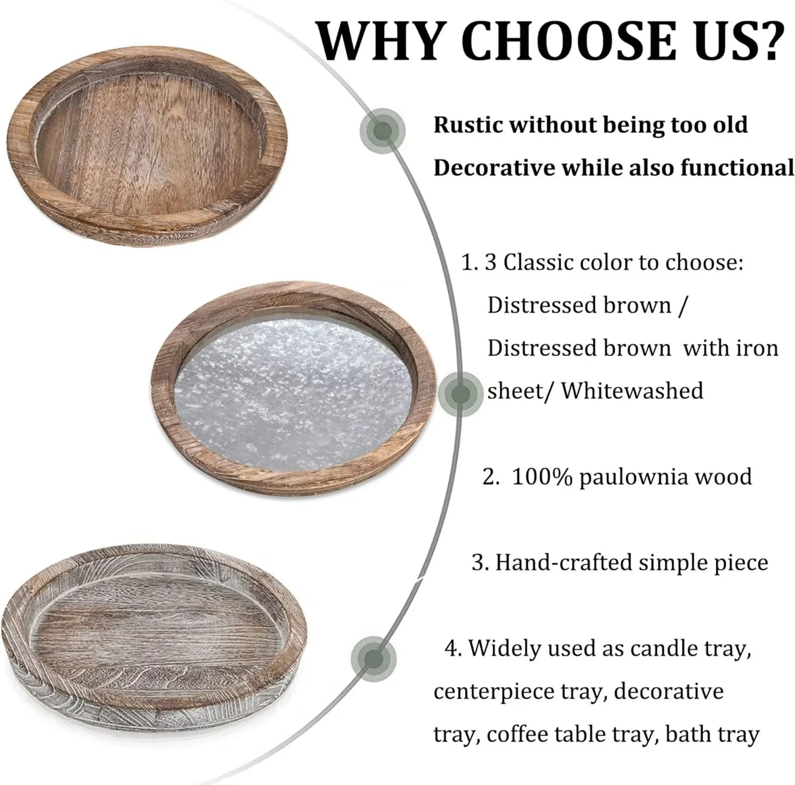 Decorative Candle Tray Decor: round Wooden Trays for Decor，Farmhouse Coffee Table Tray Decor Centerpiece