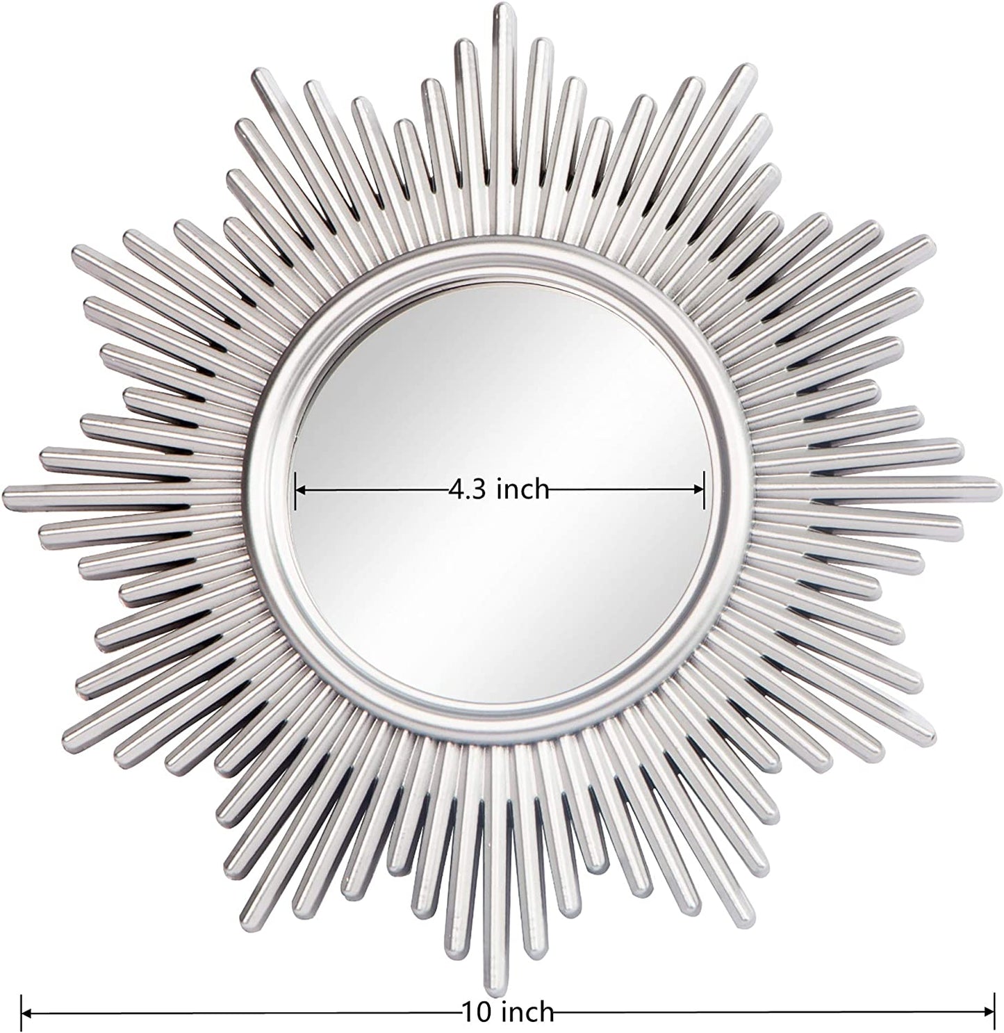 Small round Mirrors for Wall Decor Set of 3, Silver Sunburst Wall Decorations for Living Room Bedroom & Bathroom (MS013)