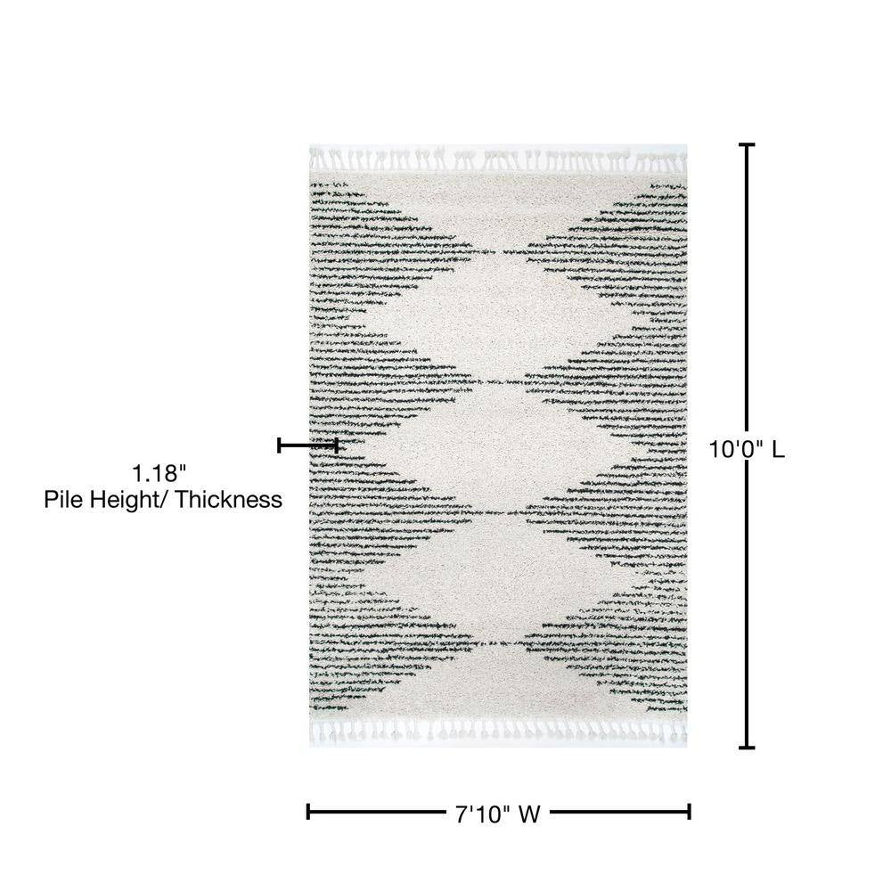 Bria Moroccan Diamond Shag Off-White 8 Ft. X 10 Ft. Area Rug