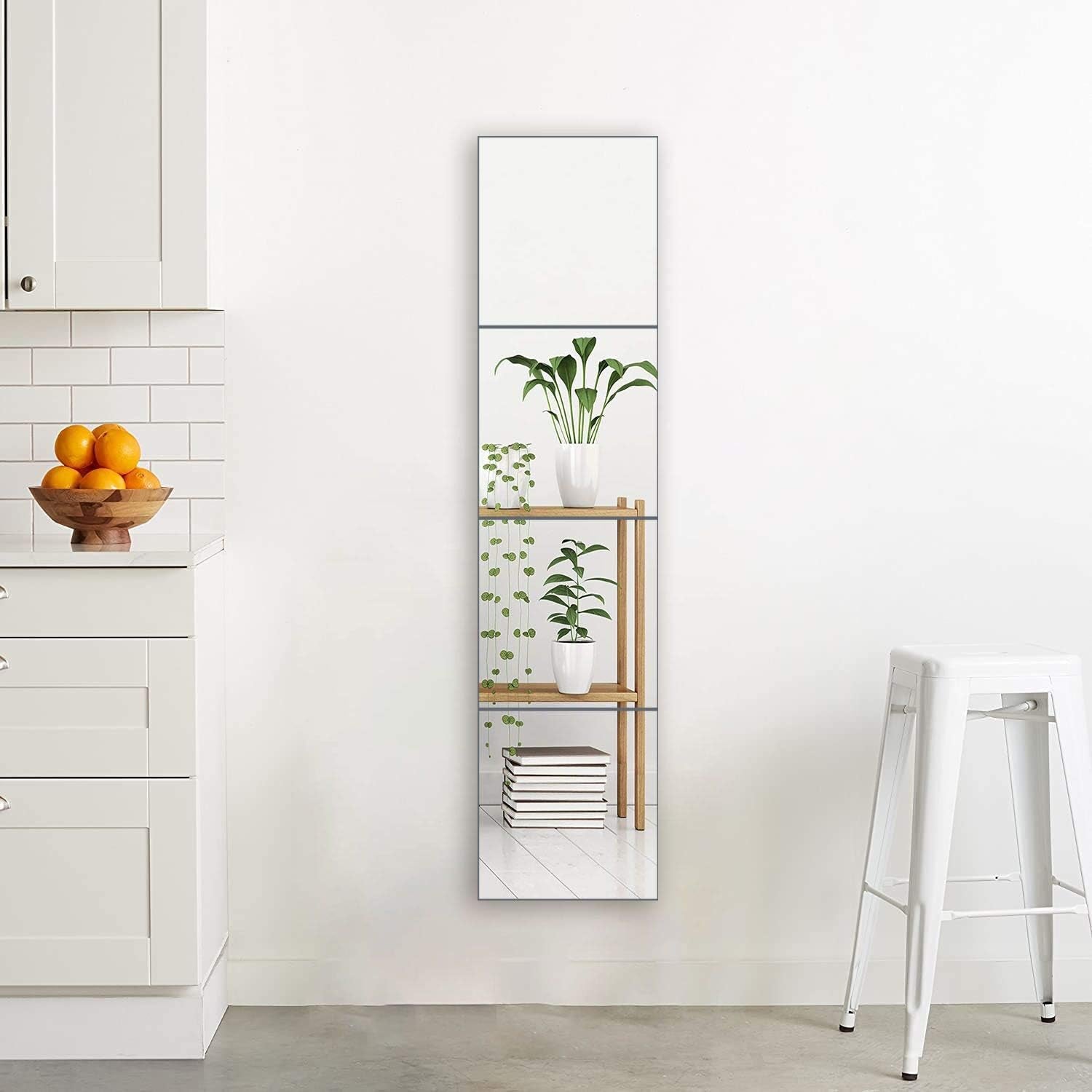 N/B Full Length Square Mirror Tiles for Wall 12 Inch X 4 Pieces Set, Self Adhesive, Frameless Glass, Gym Mirror, Make up for Living Room, Bed Room, 12 Inches X12 Inches