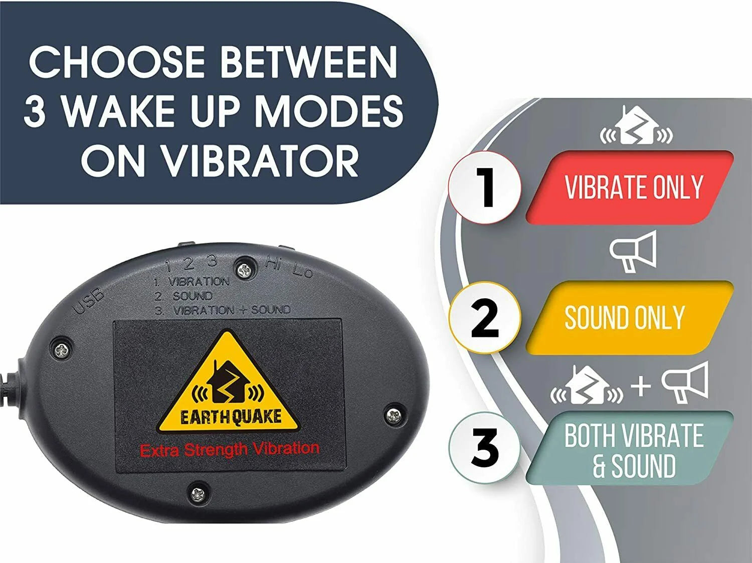 Coolfire Wooden Vibrating Alarm Clock for Heavy Sleepers Adults, Wake Loud Alarm Clock for Heavy Sleepers, Bed Shaker Alarm Clock, Smart Alarm Clock (Black)