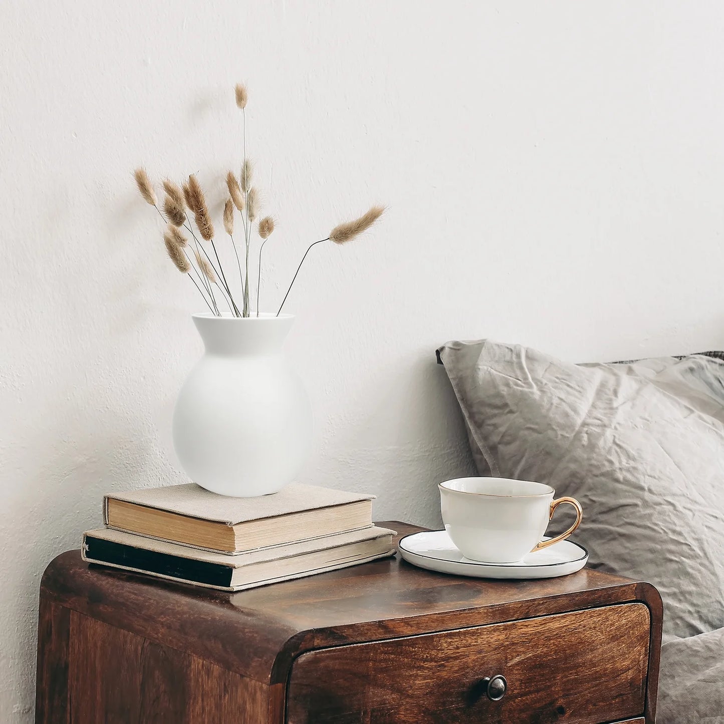 Solid White Finish Ceramic Vase, 8"