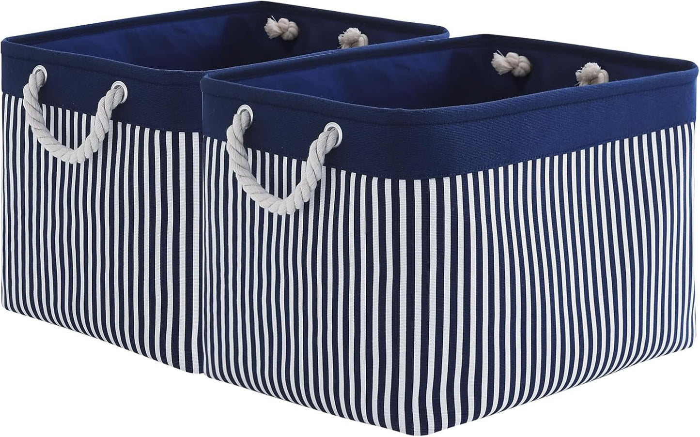 Organization and Storage Basket for Shelves - Large 2 Pack 16X12X12 Inch Fabric Storage Cubes, Collapsible Storage Bins for Gift Closet Cloth Toy Books Kids (Navy Patchwork)