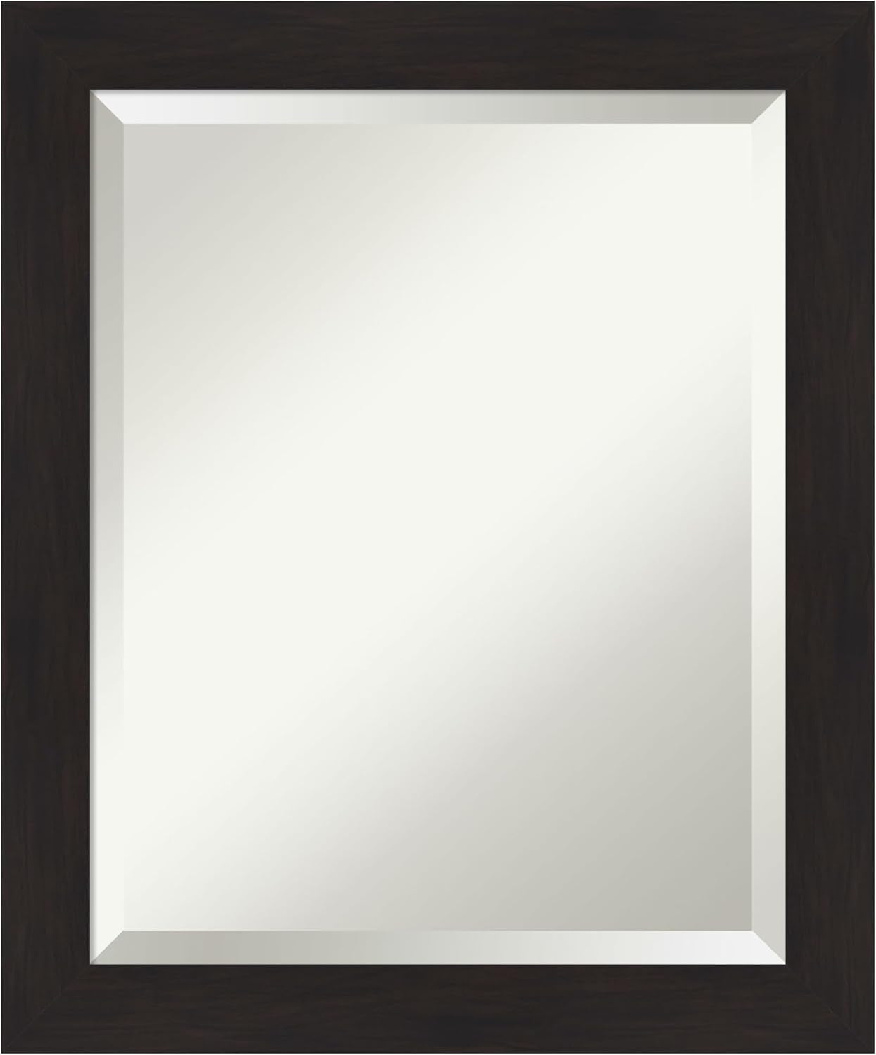 Brown Wall Mirror 24X20 Furniture Espresso Narrow Rectangle Bathroom Mirror for Wall Decor Living Room, Small Casual Frame, Hangs Horizonally and Vertically, Bathroom Decor, Beveled Edge