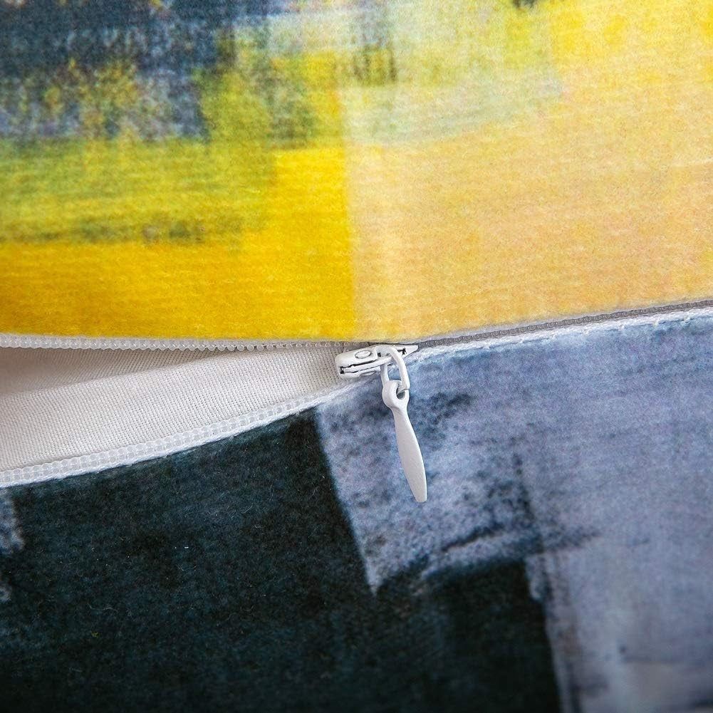 Throw Pillow Covers Yellow Throw Pillows Accent Pillow Covers Paint Set of 4 Cushion Case Yellow and Grey Decorative Yellow Pillows for Couch Sofa Living Room Bedroom 18 X 18 Inch