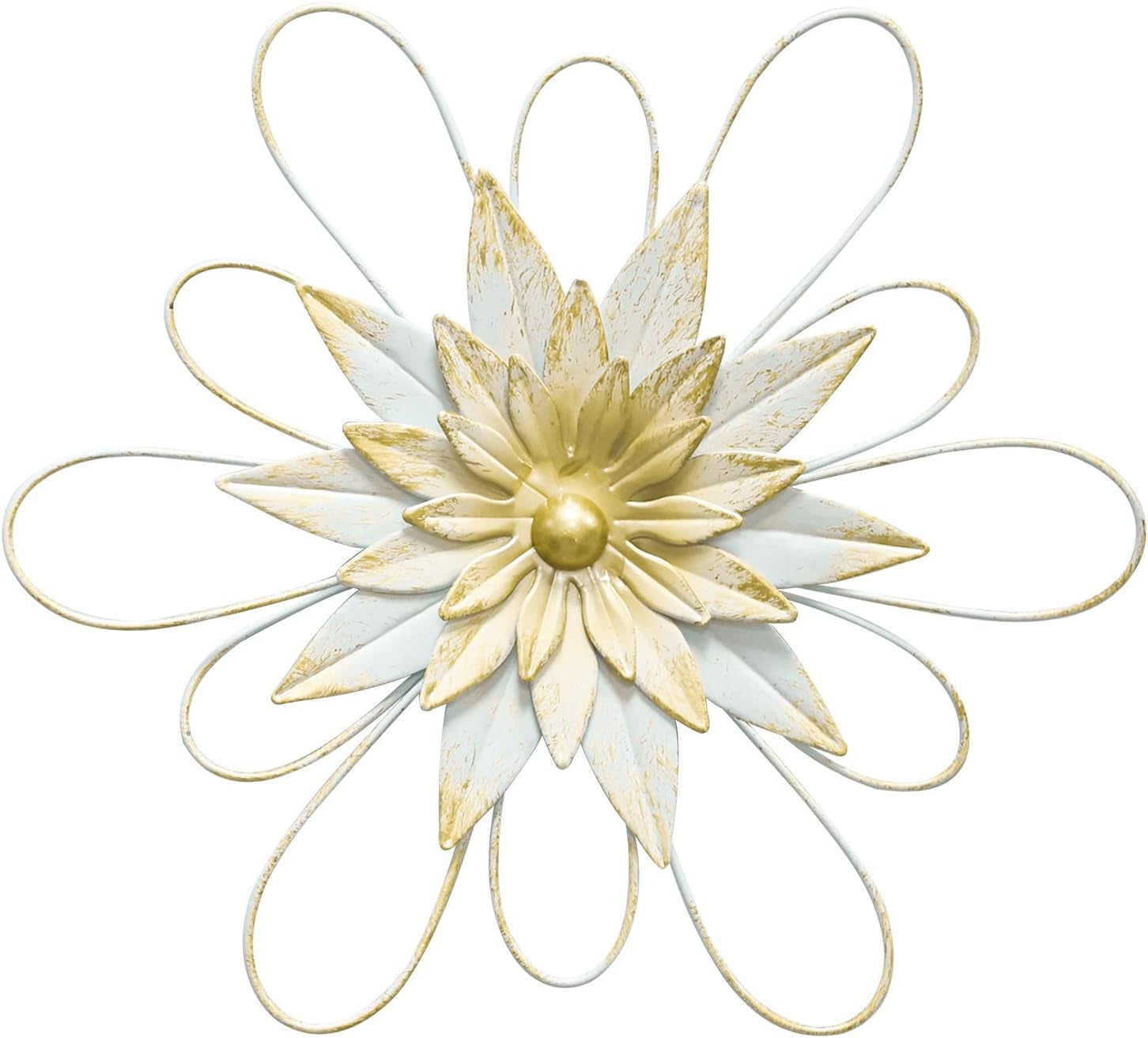 Metal Flower Wall Decor - 13" Metal Floral Wall Decoration for Bedroom, Living Room, Bathroom, Kitchen, Outdoor Wall Art