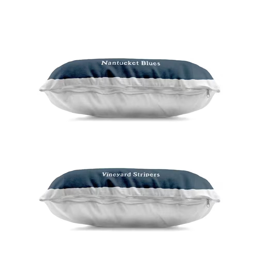 Coastal Fish on Navy Blue Black Print Polyester 14 In. X 20 In. Throw Pillow Set of 2