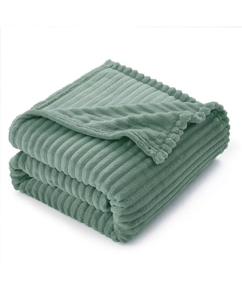 Ultra Soft & Light Ribbed Fleece Blanket - Throw/Travel 50"X60"