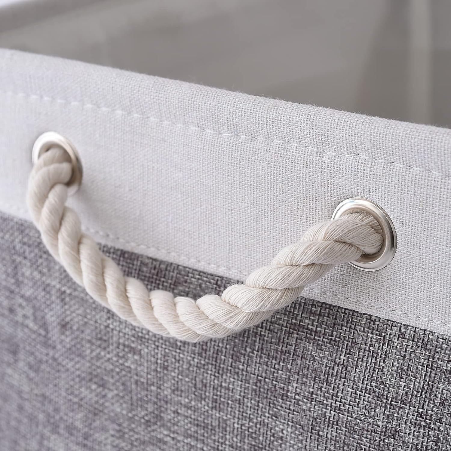 Storage Baskets 12X8X5 Inch 10 Pack Fabric Baskets Foldable Storage Bins Decorative Baskets Cloth Storage Baskets Storage Foldable Storage Bin with Rope