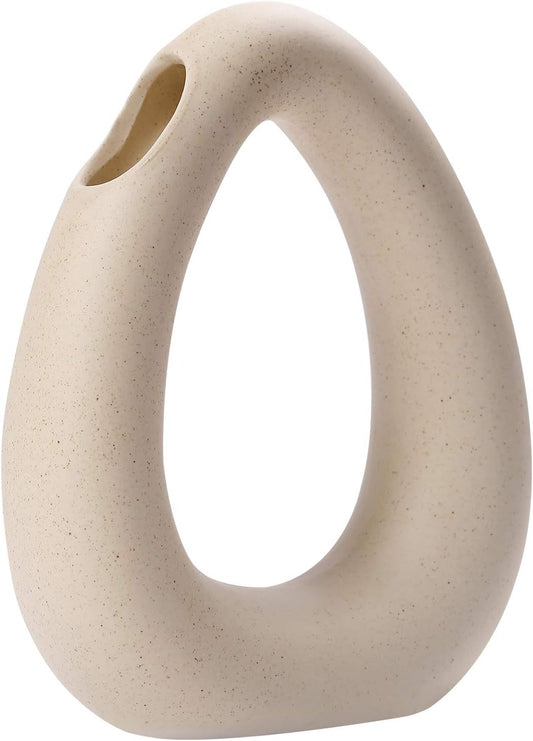 Ceramic Vase Furnishing Articles, Geometric Ceramic Vase for Home Decor Modern Flower Vase Desktop Shelf Furnishing Decoration Tabletop Decorative Hollow Vase, Yellow