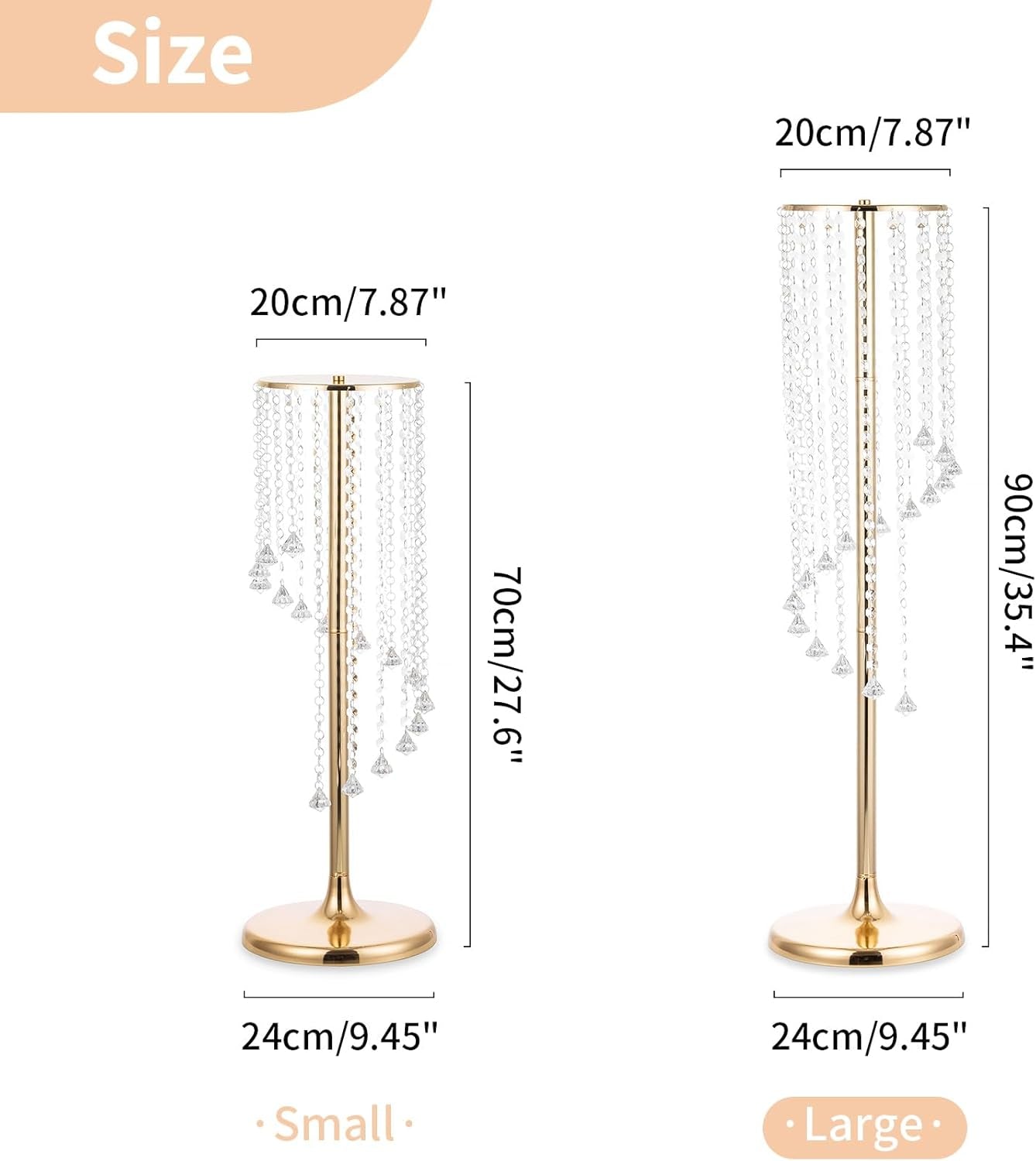2 Pcs 35.4Inch Tall Wedding Centerpieces Gold Vases Crystal Flower Vase Metal Flowers Stand for Party Tables Decorations - Elegant Bulk Weddings Decoration Table Chandelier Centerpiece Stands