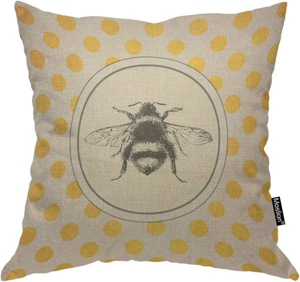 Vintage Bee Pillow Cover