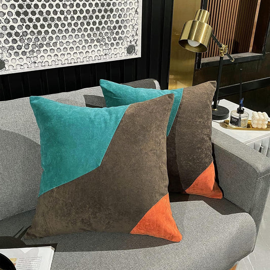 Teal Brown Luxury Pillow Covers