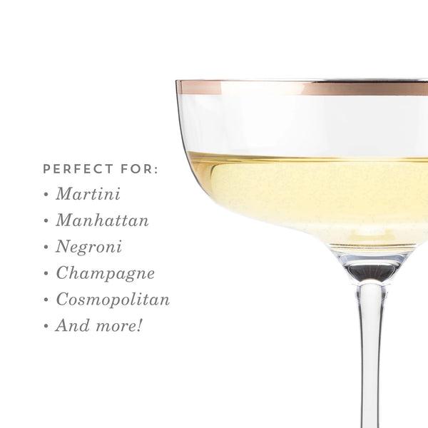 Elegant Copper Rimmed Cocktail Glasses