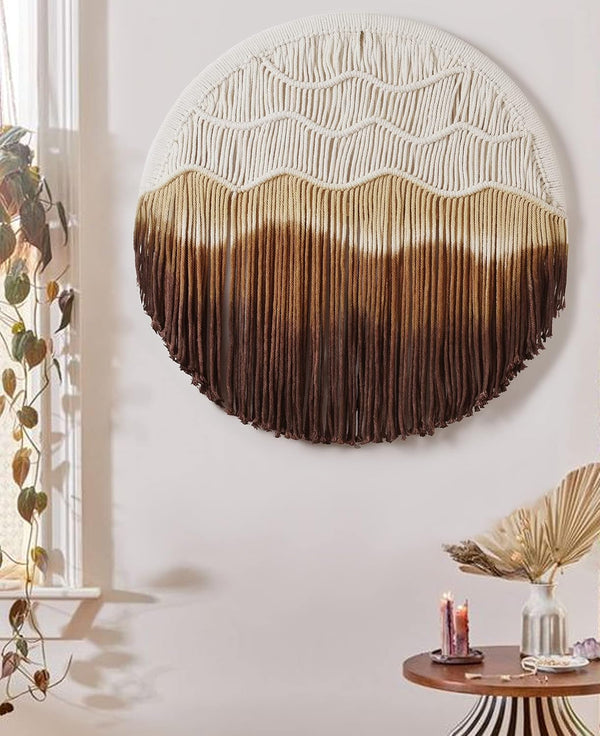 Yellow Macrame Circle Art